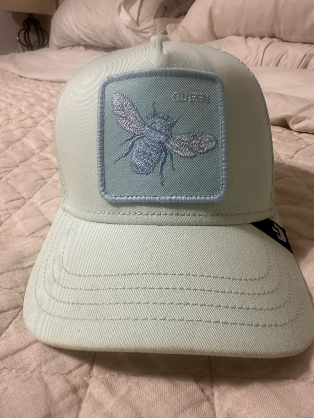 Goorin Bros Light Blue Bee Embroidered Trucker Hat